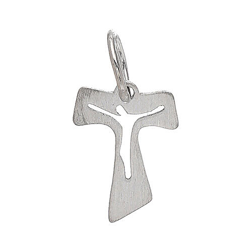 Mini tau cross of white satin 18K gold, 0.2 g 1