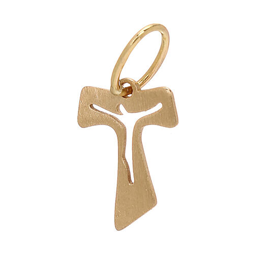 Mini tau-shaped pendant, 18k yellow gold with wood finish, 0.15 g 2