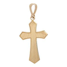 Pointy cross with ray pattern, satin 18K gold, 0.9 g