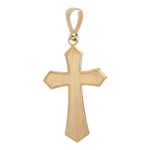 Pointy cross with ray pattern, satin 18K gold, 0.9 g 1