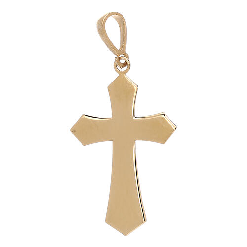 Pointy cross with ray pattern, satin 18K gold, 0.9 g 2