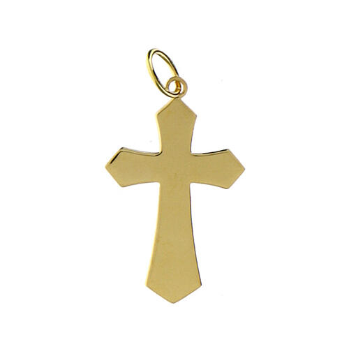 Pointy cross with ray pattern, satin 18K gold, 0.9 g 2