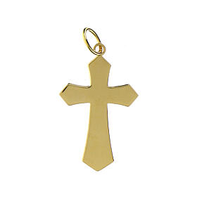 Pendente croce oro giallo 18 kt satinato effetto legno 0,9 gr