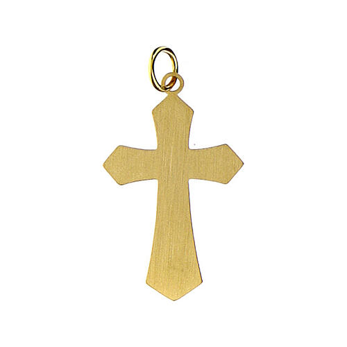 Cross pendant 18-carat yellow gold satin-finished wood effect 0.9 gr 1