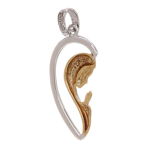18 kt two-tone gold pendant with Madonna, 1.25 g 2