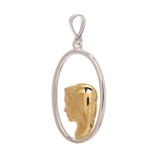 Oval pendant with Virgin side-face, bicolour 750/00 gold, 1.8 g 1