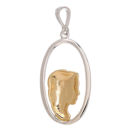 Oval pendant with Virgin side-face, bicolour 750/00 gold, 1.8 g 2