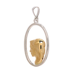 Pendentif profil Notre-Dame bicolore ovale or 750/00 1,8 gr