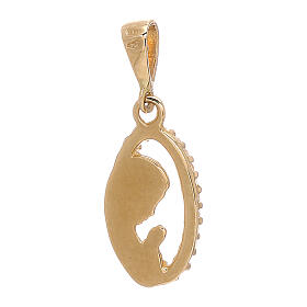Pendente Madonna preghiera oro giallo 18 kt strass bianchi 1 gr