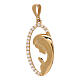 Oval pendant with Our Lady in profile, yellow gold and white strass, 1.65 g s1