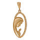Oval pendant with Our Lady in profile, yellow gold and white strass, 1.65 g s2