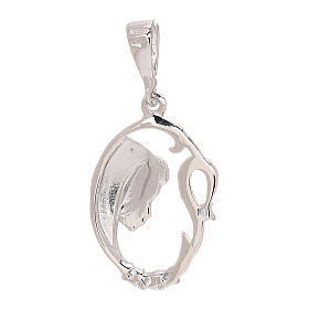 Pendant with Our Lady's silhouette, white gold and white rhinestones, 1.1g