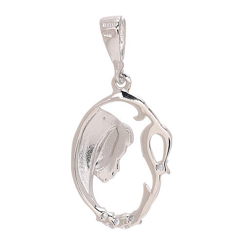 Pendant white gold Our Lady profile strass 1,1 gr 2