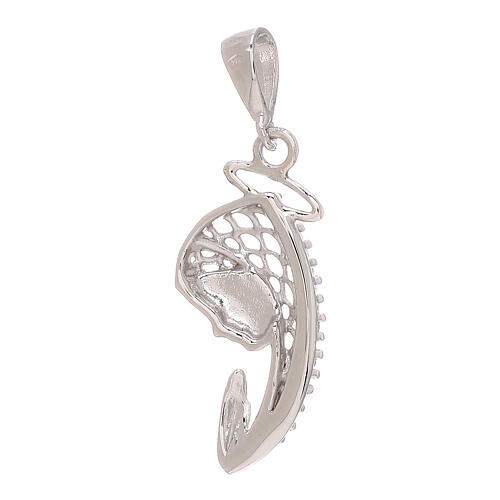 Pendant with Our Lady's silhouette with cut-out veil, 18k white gold and white rhinestones, 1.3g 2