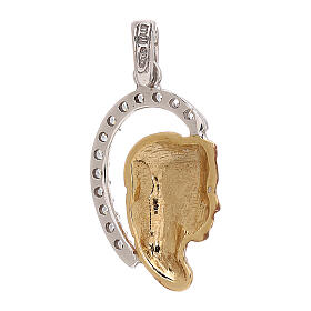 Pendant of Virgin Mary with strass zircons, bicolour 750/00 gold, 1.6 g