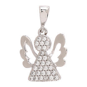 Pendentif ange or blanc 18K corps strass 1,35 gr