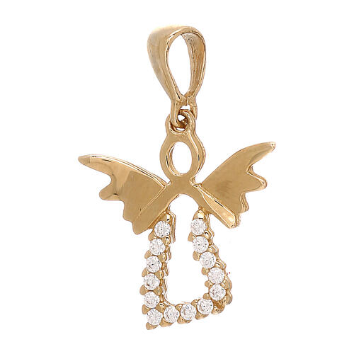 Angel-shaped cut-out pendant with strass, 18K gold, 1.15 g 1