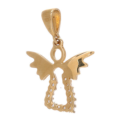 Angel-shaped cut-out pendant with strass, 18K gold, 1.15 g 2