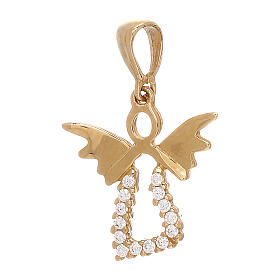 Colgante ángel estilizado oro 18 k perforado strass 1,15 gr