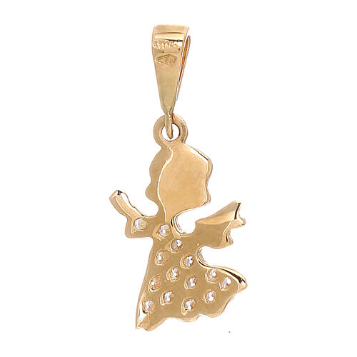 Pendant of praying angel in profile, 750/00 gold and strass, 0.8 g 2