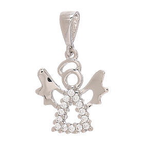 Cut-out angel with strass, 18k white gold pendant