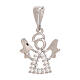 Cut-out angel with strass, 18k white gold pendant s1