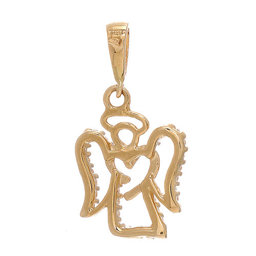 Angel pendant with heart 750/00 yellow gold strass 1.2 gr 2