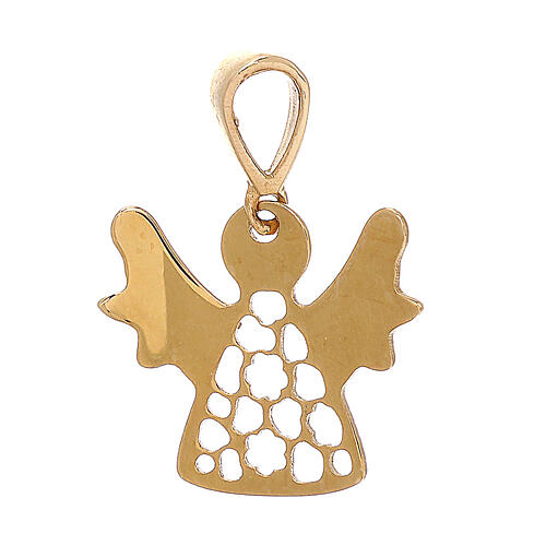 Angel pendant in polished 18K yellow gold, perforated 0.7 g 1
