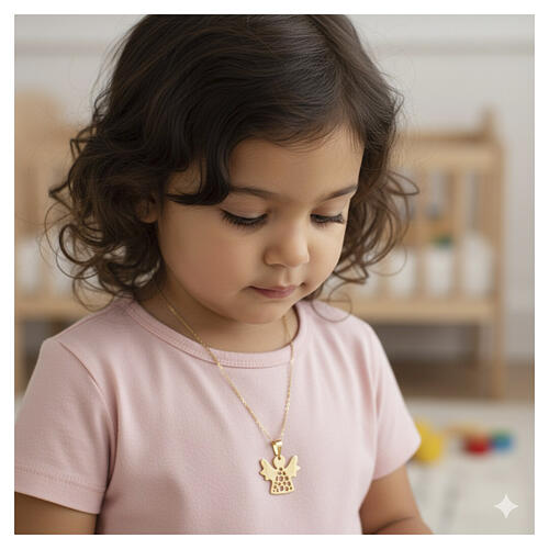 Pingente anjinho ouro branco 18K duas chapas 0,8 gr 3