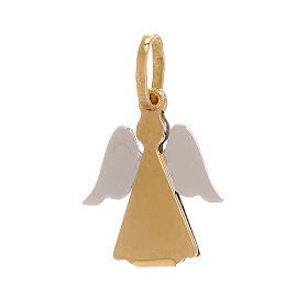 Oval pendant in 750/00 bicolour gold, stylized angel 0.9 g