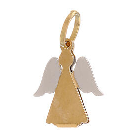 Oval pendant in 750/00 bicolour gold, stylized angel 0.9 g