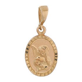 Oval pendant in 18K bicolour gold, angel 0.7 g
