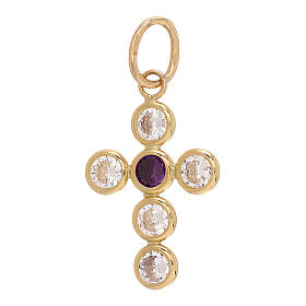 Cross pendant in 18K gold, crystals 1.1 g