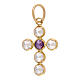 Cross pendant in 18K gold, crystals 1.1 g s1