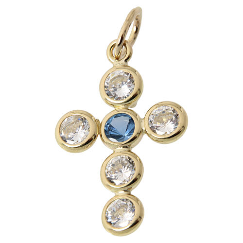 Colgante oro 18 k cruz strass redondos 1,1 gr 3