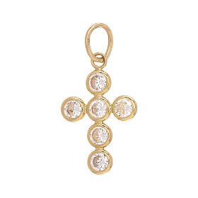 Cross pendant in 750/00 gold, with 6 crystals 1.15 g