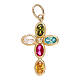 Cross pendant multicolored strass 18-carat gold 1.55 gr s2