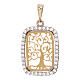 Rectangular pendant Tree of Life 18-carat bicolor gold strass s1