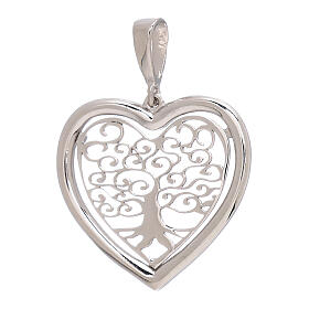 Heart-shaped pendant, Tree of Life, in 750/00 white gold 1.5 g