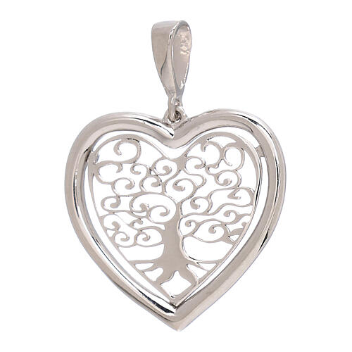 Heart-shaped pendant, Tree of Life, in 750/00 white gold 1.5 g 1