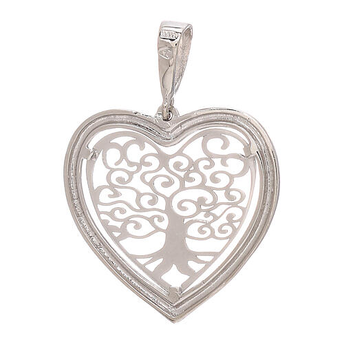 Heart-shaped pendant, Tree of Life, in 750/00 white gold 1.5 g 2