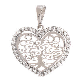 Heart-shaped pendant, Tree of Life, in 18K gold strass 1.65 g