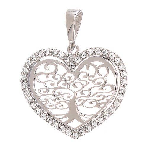 Heart-shaped pendant, Tree of Life, in 18K gold strass 1.65 g 1