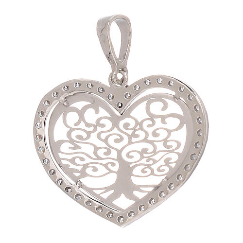 Heart-shaped pendant, Tree of Life, in 18K gold strass 1.65 g 2