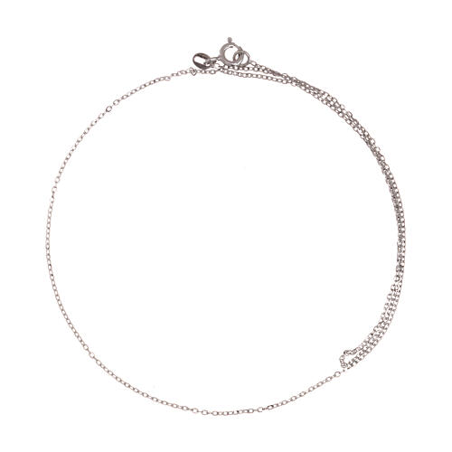 Łańcuszek rolo złoto białe 18K diamentowane ogniwa, dł. 42 cm 2