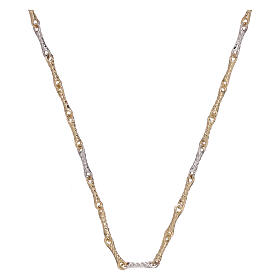 Brass rope necklace chain, bicolour 18K gold, 50 cm