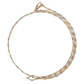 Brass rope necklace chain, bicolour 18K gold, 50 cm
