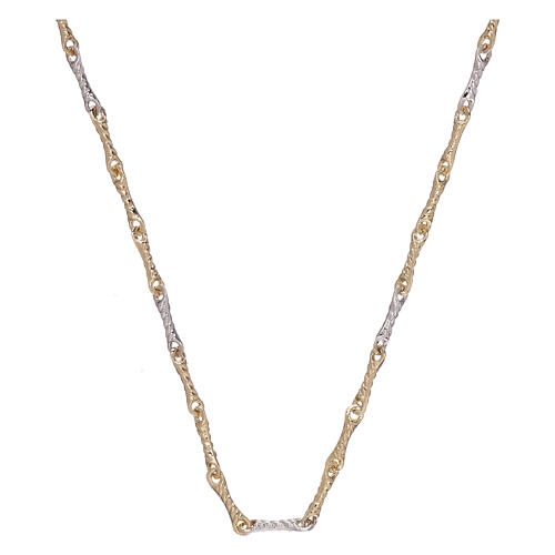 Brass rope necklace chain, bicolour 18K gold, 50 cm 1