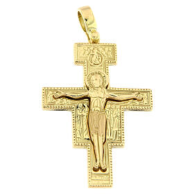 Pendente croce San Damiano oro 18 carati rilievo 8,8 gr