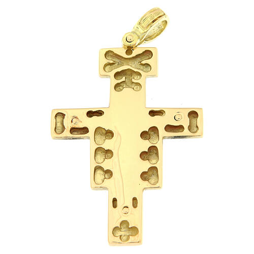 Zawieszka krzyż Świętego Damiana złoto 18K relief 8,8 g 2